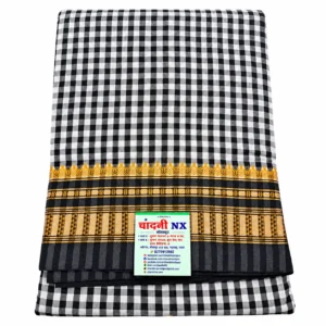 Checkered Saree with Gold Border
