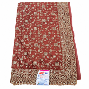 Maroon Embroidered Saree with Goldwork